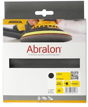 Mirka Abralon sliprondell 150mm kardborre korn 2000 2 st | Sliprondell med kardborreband för dammfri slipning och polering av lack trä plast högkornighet och slitstyrka