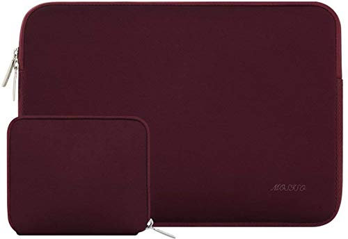 MOSISO Laptop Hülle Tasche 15 Zoll, 15 Zoll Laptophülle Kompatibel mit MacBook Air 15 Zoll M4 A3241 M3 A3114 M2 A2941 2025 2024 2023,Dell XPS 15, Neopren Laptoptasche mit Kleinem Etui, Weinrot