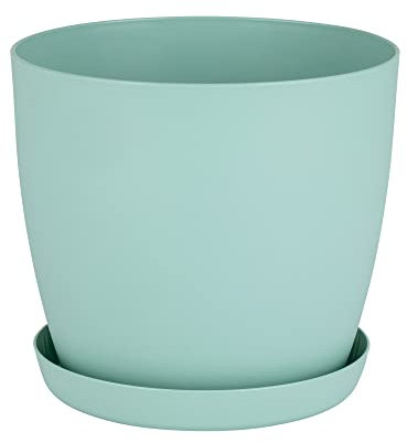 Home Garden Ornaments Plant Pots Indoor, Indoor Plant Pot - Decorative Flower Pots with Mat Surface and Plant Pot Saucer (Diameter: 18cm, Colour: Green)
