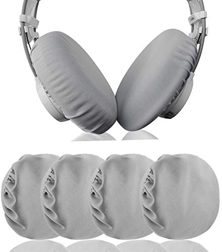 Geekria Lot de 2 paires de protège-oreilles en tissu flexible,lavables et extensibles pour grands coussinets d'oreille pour casque supra-auriculaire,housse de transpiration pour salle de sport(L/gris)