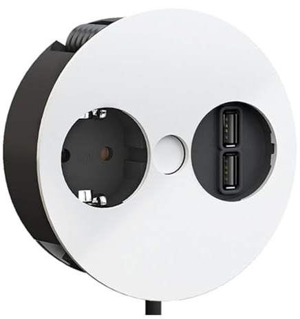 Bachmann 931.231 Twist Unidad de Toma de Corriente, 1x Enchufe con Puesta a Tierra, 1x Cargador USB, Blanco Mate