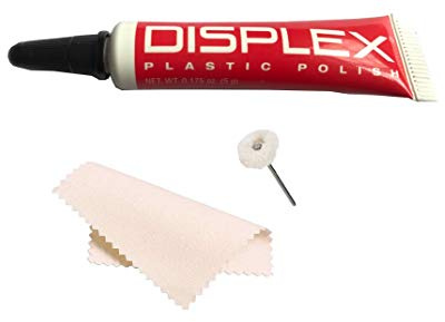 Displex Plastic Display Polish Scratch Remover for Cell Phone LCD Screens with Microfiber Cloth and Polishing Wheel