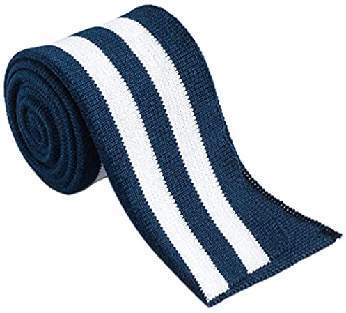 Strickbündchen, gefaltete Collegebündchen in Blau mit weißen Streifen, 135 cm, Marine