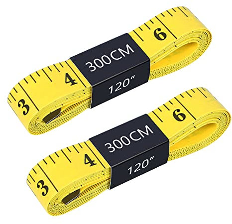 Alinana 2 pièces Mètre Ruban Double Face 3m /120 Pouces, pour les Mesures Corporelles, Doux Mètre Ruban Couture Jaune