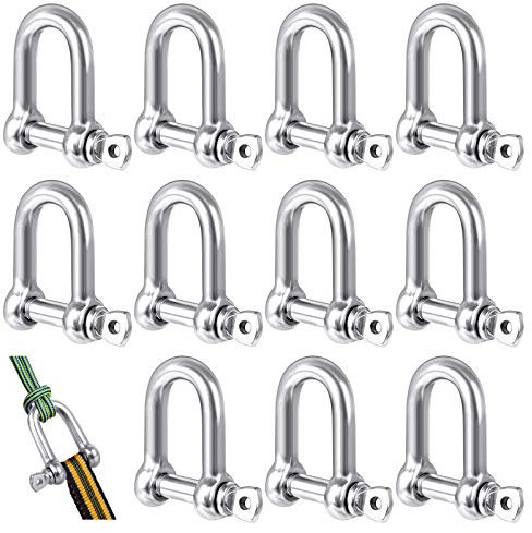 12 Stück M5 Edelstahl Schraube Schäkel 304 D Ring Schäkel Sperren Schäkel Gerade kurze Form Schäkel für Takelung Drahtseil Stahlseil, Kordeln