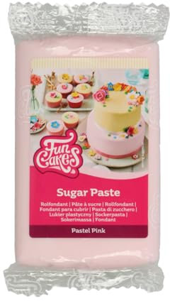 FunCakes Pasta di Zucchero Pastel Pink: Facile da Usare, Liscia, Flessibile, Morbida e Pieghevole, Perfetta per la Decorazione di Torte, Halal, Kosher e Senza Glutine. 250 gr