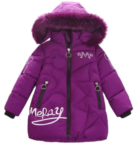 Lengender 2021 Nouveau Hiver Doudoune Enfant Fille Veste Blouson Epaisse Coupe-Vent Manteau Rembourré à Capuche Fourrure