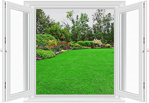 MYCARBON Moustiquaire Fenêtre 150 * 180cm, Lot de 2, Filet Anti-Insectes Adhésif sans Perçage Toile Moustiquaire Découpable Maille Fine Voile Fenêtre Moustiquaire Anti-Mouche Anti-Moustiques - Noir