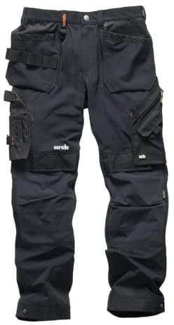 Scruffs Pantalones de Trabajo Pro Flex Plus Holster para Hombre, Negro (Negro 001), 38W / 34L