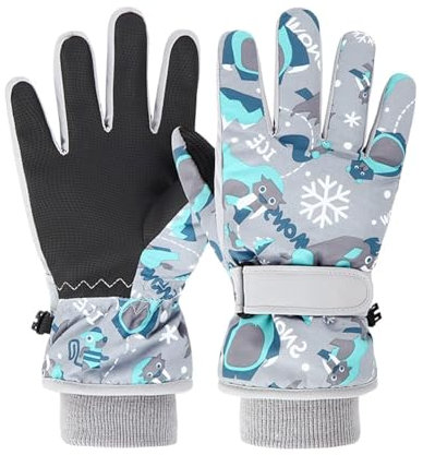 Handschuhe Kinder Winter Snow Skihandschuhe für 2-13 Jahre Mädchen Jungen PU Palme Wasserdicht Winddichte Warm Fleece Winterhandschuhe FahrradhandschuheThermohandschuhe Snowboard Skifahren Sports XS