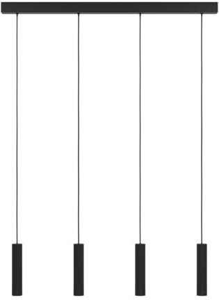 EGLO Hängelampe Almudaina, Pendelleuchte Esstisch 4-flammig, Esszimmerlampe aus Metall in Schwarz, Hängeleuchte warmweiß, 84 cm