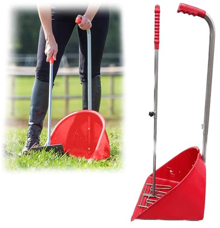 Horse Poop Scoop XL Manure Shovel Multi Use Poop Leaves Muck Paddock Garden Stable Horsebox Equestrian Cleaning Rake Easy to Use Lightweight Jumbo Poop Remover Horse Pony Donkey Dog (Red)