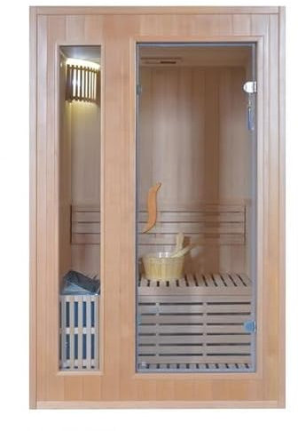 Bagno Italia Sauna Finlandese con stufa Sawo 120x110 cm struttura in legno canadese e porta in vetro