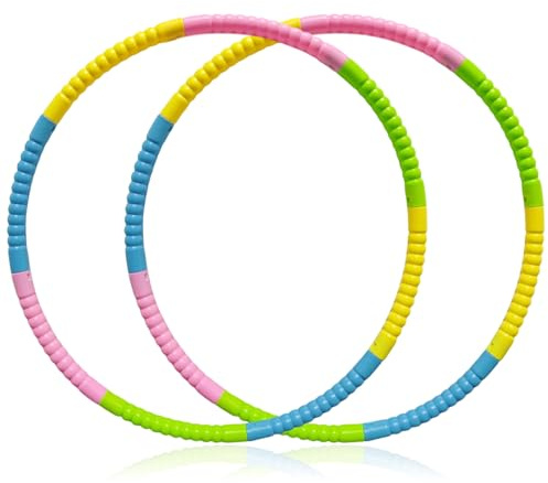 2PCS 70cm Fitness Exercise Hoops,16 Sections Kids Color Toy Hoop, Adjustable Fitness Hoop, Ideal for Gymnastic Outdoor Activities,Detachable and Size Adjustable
