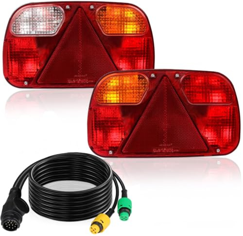 Yinaolan Trailer Lights Bakre 12V- 2PCS Trailer Lights med 13-stiftskontakt ansluten med 2st 5,5m 5-kärnkabel Blinkerslampa