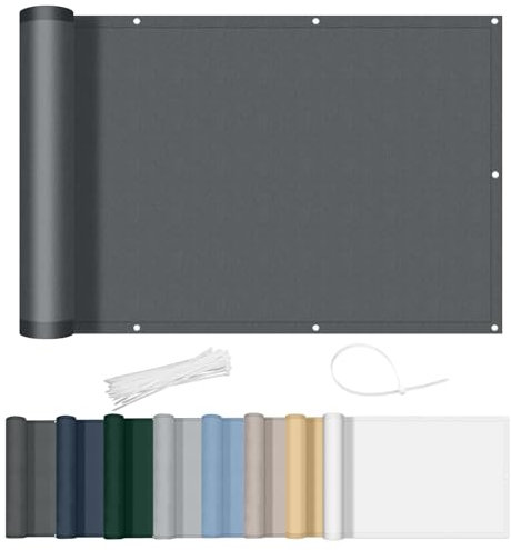 AXT SHADE Brise Vue Balcon 90x900cm Imperméable Cache Vue Balcon Protection UV Opaque Résistant aux Contre Vent avec Trous et Serre Câbles pour Exterieur Terrasse-Anthracite
