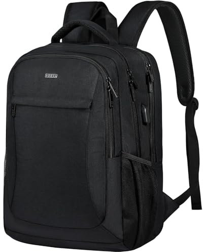 Voova Hombres Mujeres Mochila Grande para Portátil 15.6 15.6 pulgadas Mochila de Día Mochila de Trabajo Mochila Escolar Mochila Universitaria Mochila Adolescentes Viajes Negro