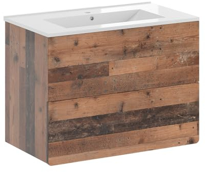 Vicco Set di mobili da bagno Izan, Oldstyle, 80 cm, composto da mobile sottolavabo e lavabo