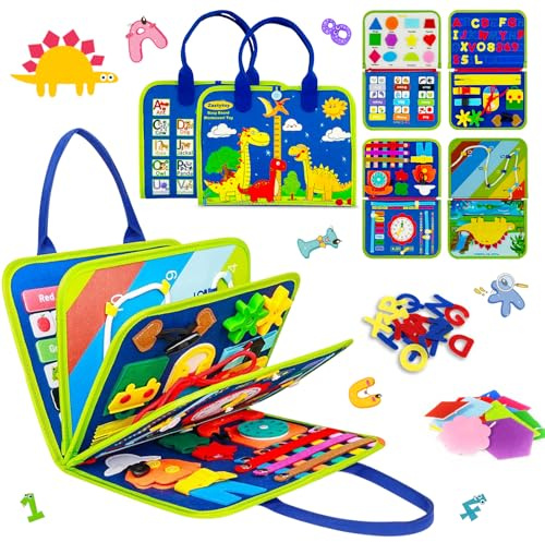 Beibeijia Montessori Busy Board di Feltro - Libro Montessori Interattivo, Giochi Educativi 1 2 Anni, Sviluppa Motricità Fine, Autonomia e Logica Bambini/Bambine (Natale, Compleanno)
