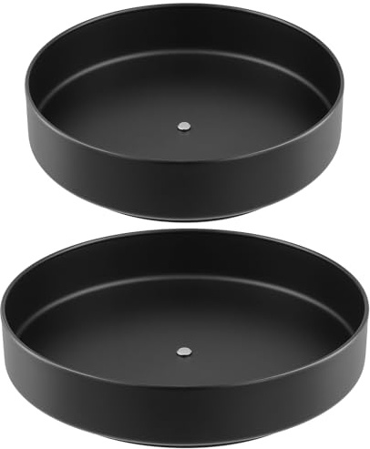 SINJEUN 2 stycken roterande tallriksorganisatör, 30 cm och 26 cm svart metall Lazy Susan roterande tallrik, roterande kryddhylla för kök