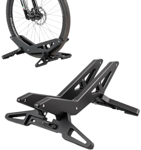 Bike Floor Stand - Universal Adjustable Bicycle Parking Rack Fits 30-80mm Tire Width & 16-29 Wheels, Mountain/Road Bike Storage Stand for Indoor/Outdoor Storage, Garage, Repair, Etc (Black)