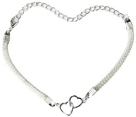 fKiZanthene Double Heart Ankle Bracelet for Women, Silver Anklet, Adjustable Length Ankle Bracelet, Summer Foot Jewellery for Women's Anklets