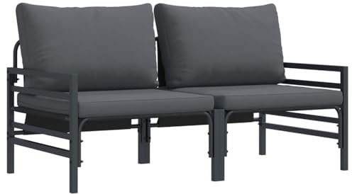 vidaXL Mobili da Esterno 2 PCS Antracite 80 x 80 x 71 cm Acciaio, Giardino e terrazza, Divano Esterno Moderno, Set di Lounge angolare, mobili da Patio, soluzioni di Seduta modulari