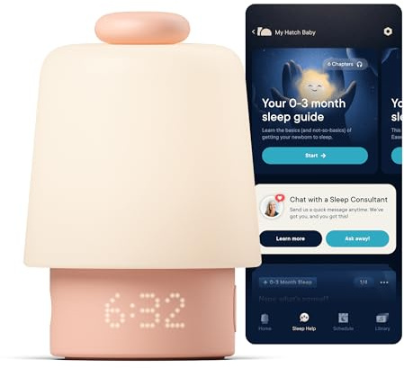 Hatch Baby Sound Machine, Night Light | Hatch Baby (Peach) | Sleep Support | Registry Essential, Routine Builder, Time-to-Rise Alarm Clock, White Noise, Nursery Stories, Toddler Kids (Wi-Fi)