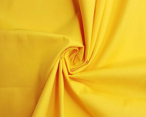 Needleberry Polycotton Fabric - Metre x 112cm - 80% Polyester 20% Cotton - Lightweight Durable Material for Sewing, Crafts & Dressmaking (Yellow, 5 Meters)