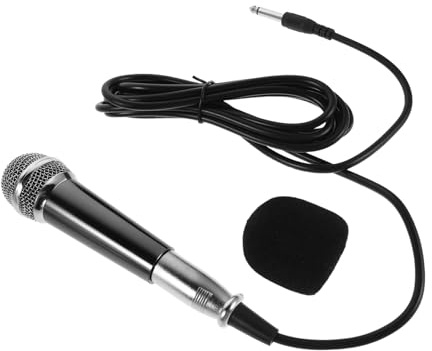 MAGICLULU Micrófono Dinámico con Cable para Karaoke Micrófono de Mano Metálico Resistente para Compatible con Altavoces y Grabación al Aire Diseño Compacto Negro y Plata