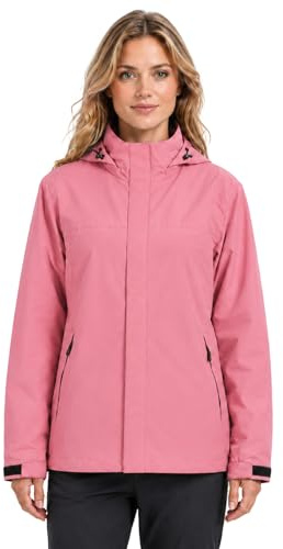 Modvibe Impermeable Femme Imperméable Extérieur Portable Coupe Vent Femme avec Capuche Amovible Veste Imperméable Femme pour la randonnée et le camping