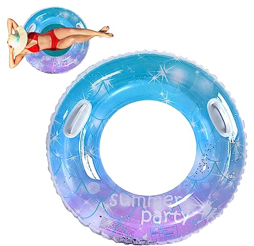 Anello da nuoto gonfiabile per adulti, cielo stellato, paillettes con manico, galleggiante in piscina per feste estive in spiaggia