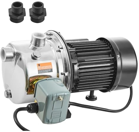 Pompa A Getto For Pozzo Poco Profondo Pompa For Acqua Di Irrigazione In Ghisa/acciaio Inossidabile Da 115 Volt For Sistema Di Irrigazione Del Giardino Agricolo(18.5GPM 1HP-Steel)
