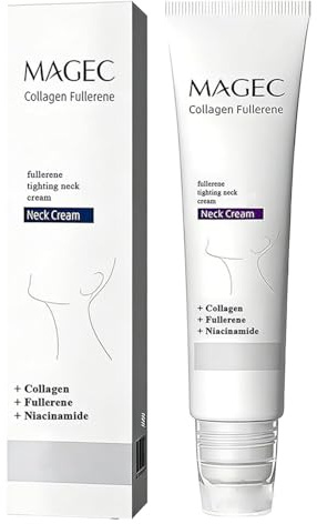 Magec Collagen Fullerene Neck Cream, Stram Och Lift Fastening för Crepey Skin, Med Fem Rullar, Minskar Rynkor Och Dubbel Haka, Lämplig För Alla Hudtyper (1PC)