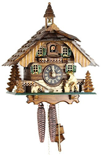 Eble Kuckucksuhr Original Schwarzwälder Kuckuckuhr Echtholz mechanisches 1-Tag Laufwerk NEU VDs Zertifikat Schwarzwaldhaus 30cm- 22310
