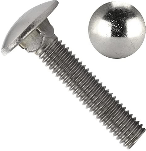 OPIOL QUALITY® Flachrundschrauben DIN 603 M6x25 aus Edelstahl A2 V2A (10 Stück) Schlossschrauben Flachrundkopf Schrauben Vollgewinde Vierkantansatz Schloßschrauben