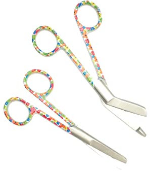 Krankenschwester Scheren Set MIT GRAVUR - Verbandschere Krankenschwester - Krankenschwester Zubehör - Krankenschwester Geschenk - Edelstahl Scharf - Abgerundete Spitze (Little Flowers)