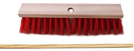 Balai de rue ELASTON rouge avec trou de manche et manche inclus (1 pièce, 40 cm)