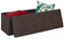 Relaxdays Sitzbank, mit Stauraum, faltbar, gepolstert, mit Trenngitter, 120 L, Flur, Schlafzimmer, Truhenbank, braun