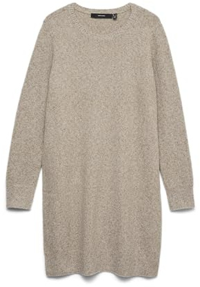 Vero Moda Vmdoffy - Abito da Donna con Scollo a L, Inchiostro Seppia/Dettaglio: Melange, S