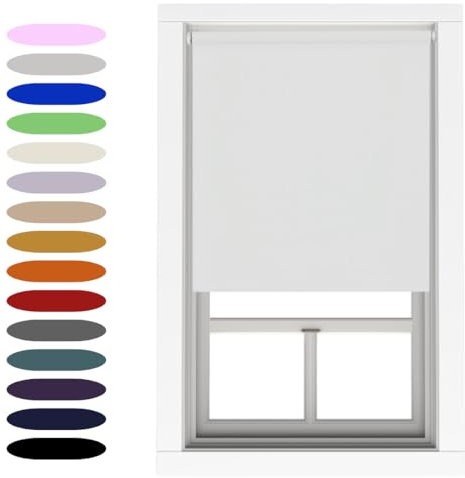 White Blackout Roller Blind Metal Fittings Trimmable UV Protection Thermal Properties Premium Fabric Home Office Bedroom Kids Room Child Safe Easy Fit 60cm Width x 160cm Drop