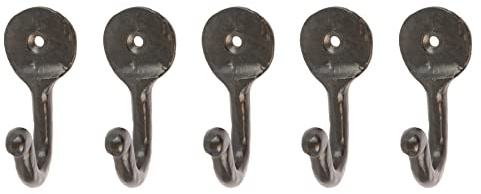 Hammer and Tongs - Hammered Round Plate Single Hook - W30mm x H65mm - Black - Pack of 5