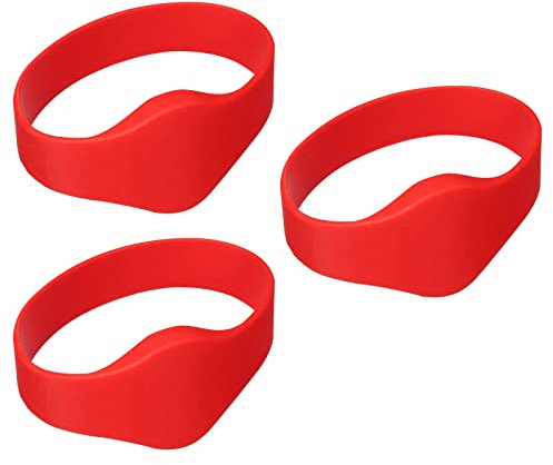 sourcing map 3Pack RFID Silikon Nähe Armband 13.56MHz Wasserdicht Ring für Tür Zugang Rot