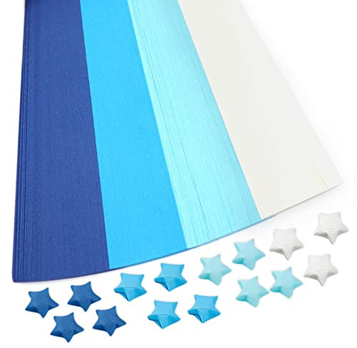 540 Blatt Origami-Papier, 4 Farben Glücksstern-Papierstreifen, doppelseitige Origami-Stern-Papierstreifen, Glücksstern-Dekoration, Faltpapier für Kunst, Handwerk, DIY (Blau)