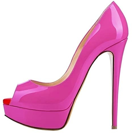 QIANKUN Sexy Open Toe Platform Women High Heels Super High Patent Leather High Heels Shoes Red Wedding Stilettos-purple,41