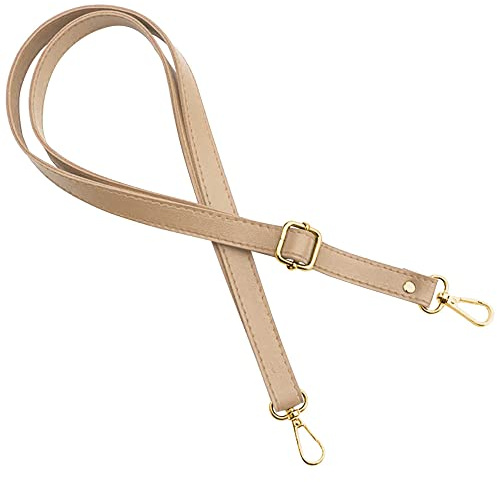 Correa para el hombro para mujer, bolso de mano, color beige, partes metálicas doradas, longitud ajustable 70-128 cm, ancho 1,8 cm, correa para el hombro