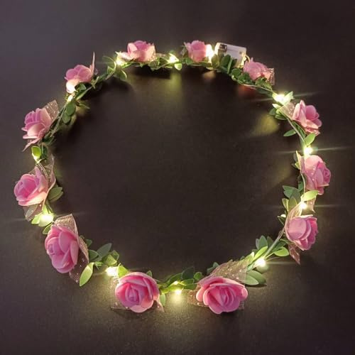 Danolt Corona De Flores Led,10 Pcs Diadema Led Con Luminosas,Dale Un Regalo Regalos De,Accesorios Fiesta,Para Todos,Accesorios Fiesta,Bodas, Navidades,Vacaciones