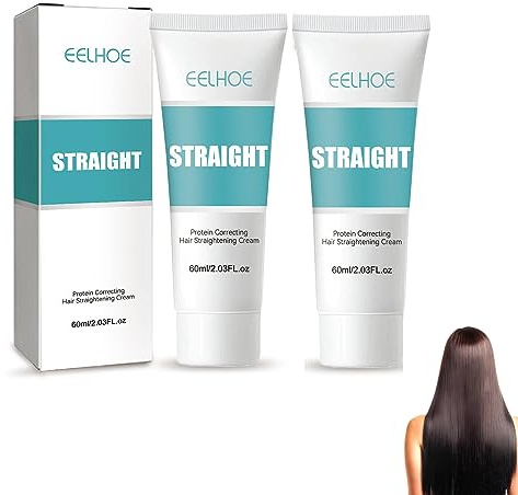 Crema lisciante per capelli, Protein Correcting Hair Straightening Cream, Crema lisciante setosa e lucida, per capelli secchi e danneggiati (2 pezzi)