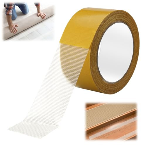 Celo Doble Cara,20m x 50mm Cintas Adhesivas para Alfombras de Doble Cara Extra Fuerte,Cinta Doble Cara de Alta Fuerza Adhesiva,Sin Residuos,Cinta Adhesiva de Doble Cara para Alfombras,Suelos,Pared