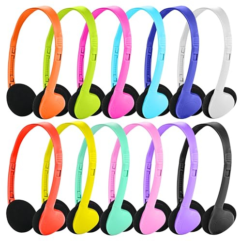 Yoley Classroom Headphones Bulk 12 Pack Class Set for School Students Kids and Adult -Sturdy Wired 3.5mm Plug (Mixed, 12 Pack)